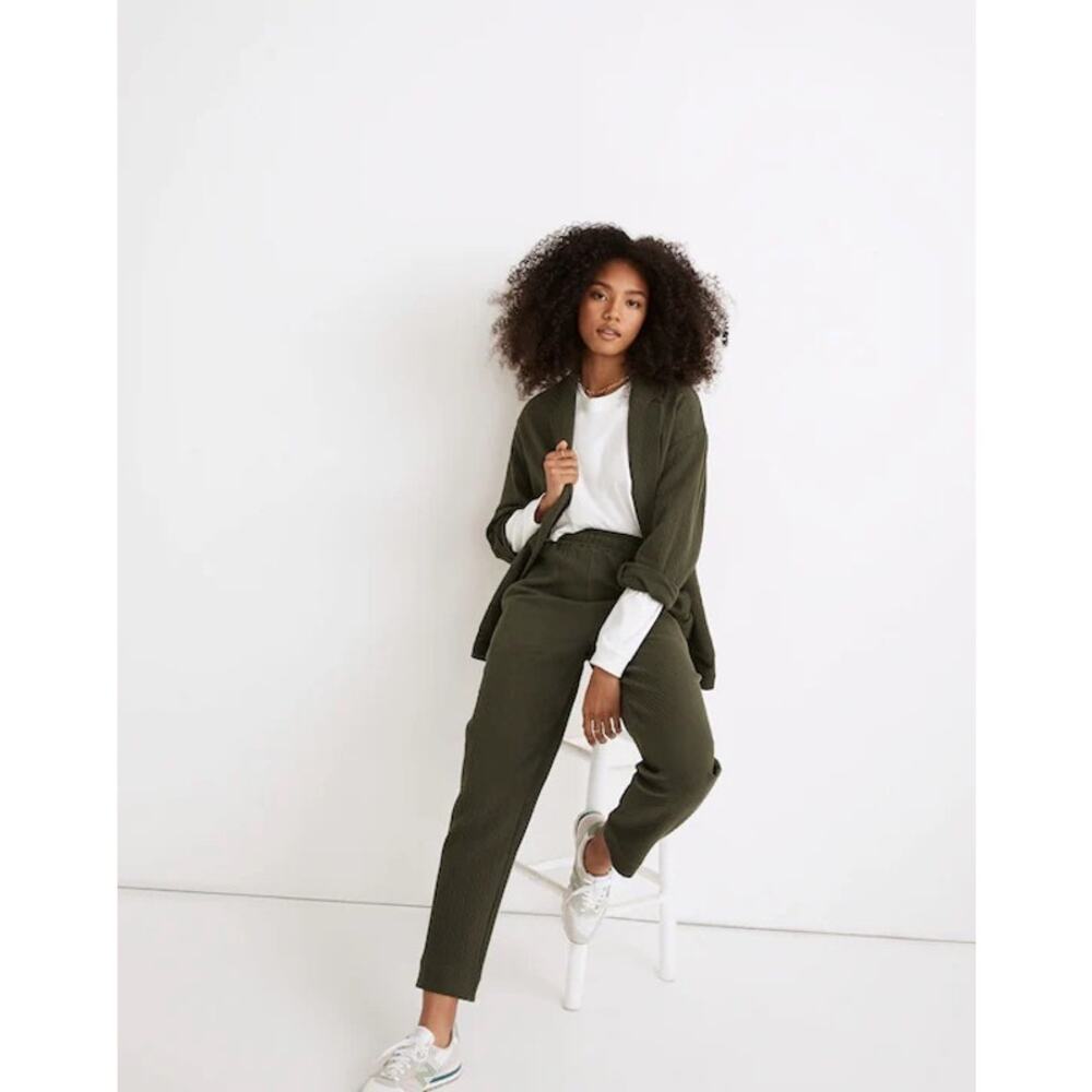 Madewell Olive Green Pull On High Rise Tapered Pants XL Diamond Jacquard - Picture 2 of 9